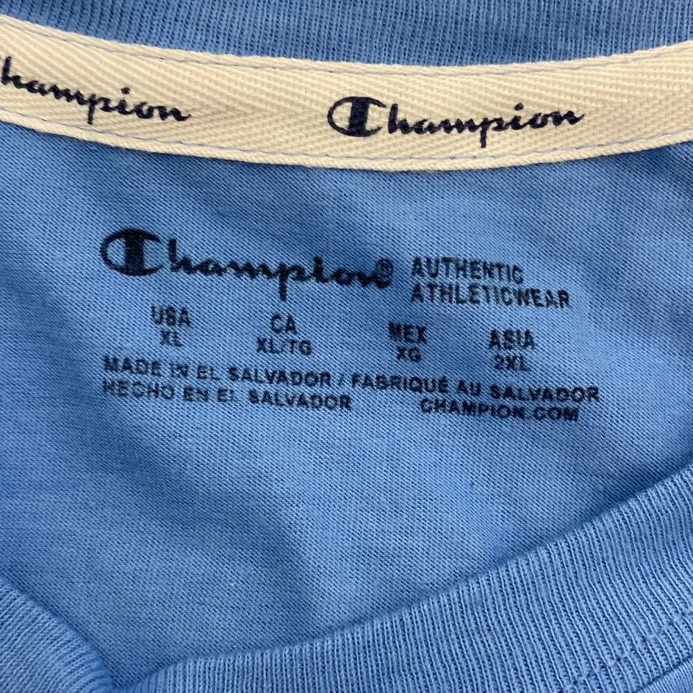Champion Men's Blue Crew Neck Short Sleeve‎ Authentic Athletic T-Shirt Size XL - Picture 5 of 6